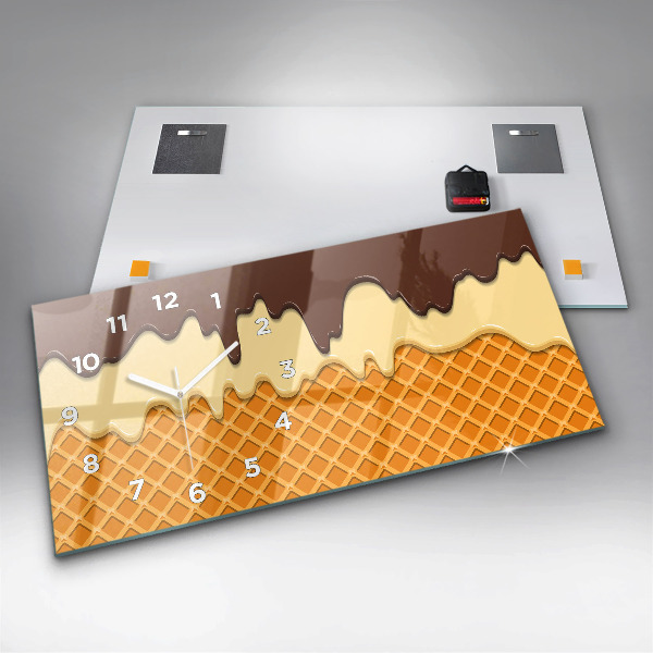 Horloge murale horizontale Gaufre et glace