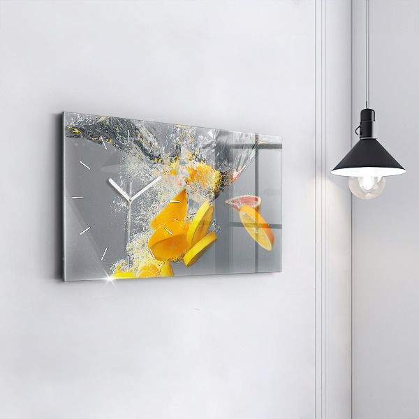 Horloge murale horizontale 'Agrumes dans l''eau'