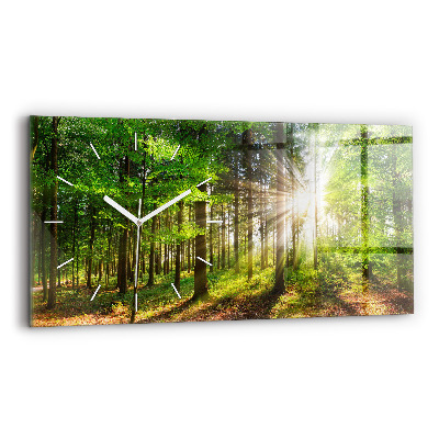 Horloge rectangulaire horizontale Lever de soleil dans la forêt