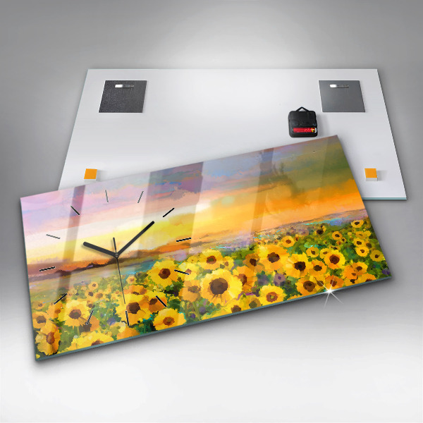 Horloge murale horizontale Champ de tournesols