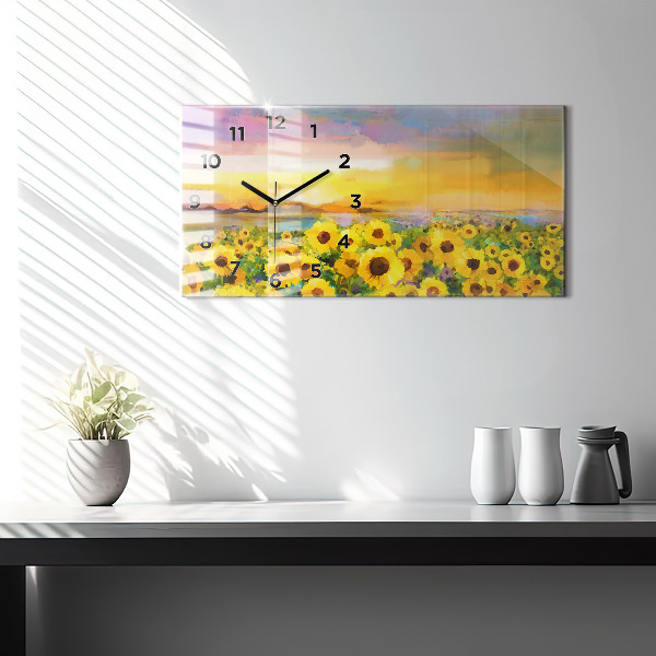 Horloge murale horizontale Champ de tournesols