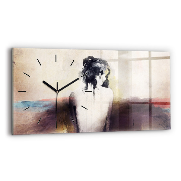 Horloge rectangulaire horizontale 'Portrait abstrait d''une femme'