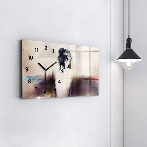 Horloge rectangulaire horizontale 'Portrait abstrait d''une femme'