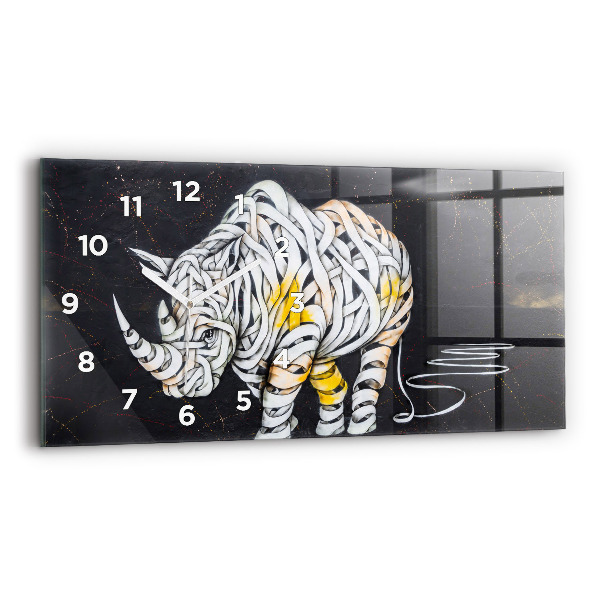 Horloge rectangulaire horizontale Rhinocéros abstrait