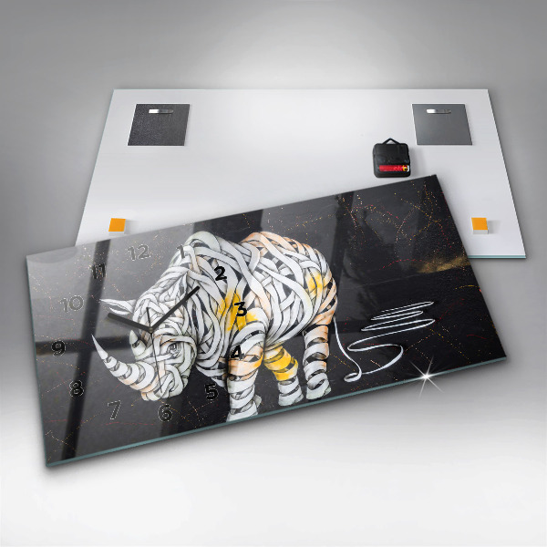 Horloge rectangulaire horizontale Rhinocéros abstrait