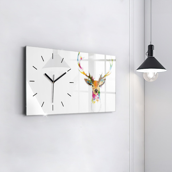 Horloge rectangulaire horizontale Tête de cerf colorée