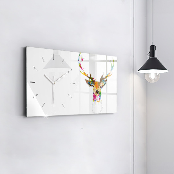 Horloge rectangulaire horizontale Tête de cerf colorée