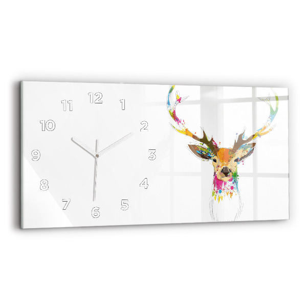 Horloge rectangulaire horizontale Tête de cerf colorée