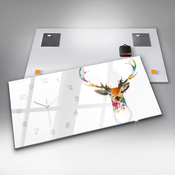 Horloge rectangulaire horizontale Tête de cerf colorée