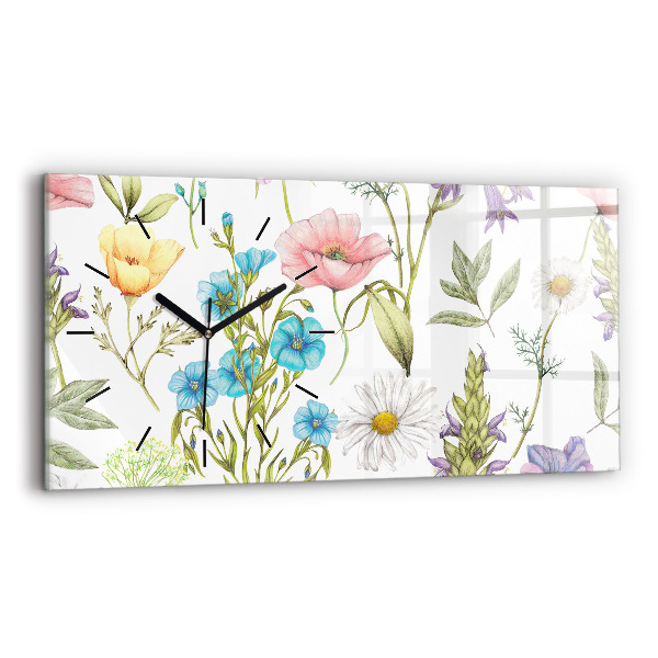 Horloge rectangulaire horizontale Composition florale