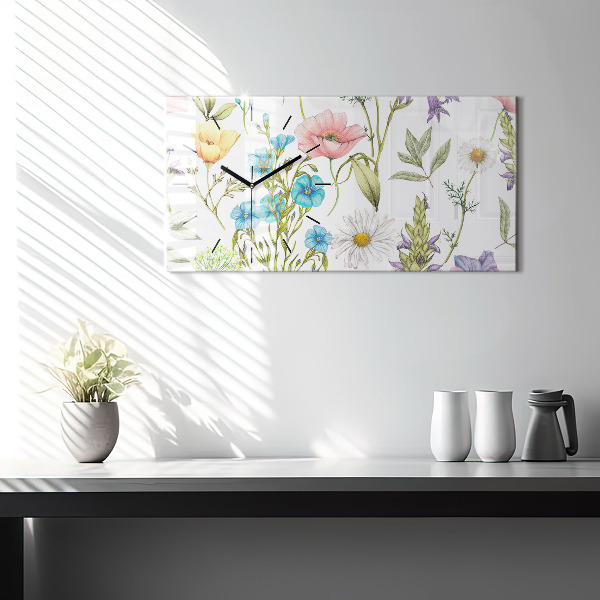 Horloge rectangulaire horizontale Composition florale