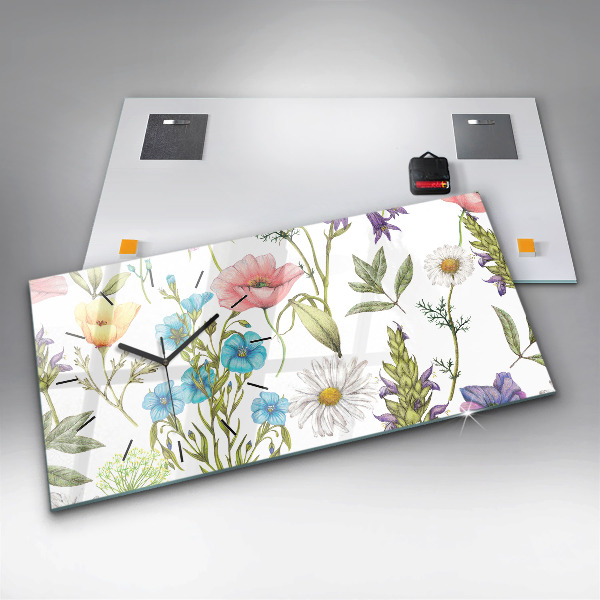 Horloge rectangulaire horizontale Composition florale