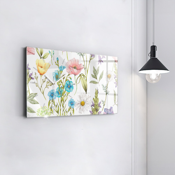 Horloge rectangulaire horizontale Composition florale