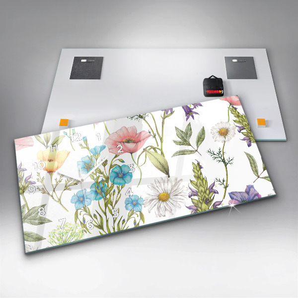 Horloge rectangulaire horizontale Composition florale