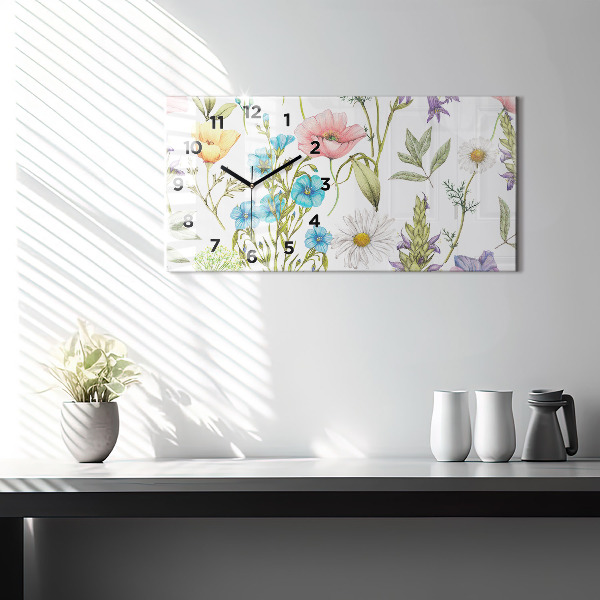 Horloge rectangulaire horizontale Composition florale