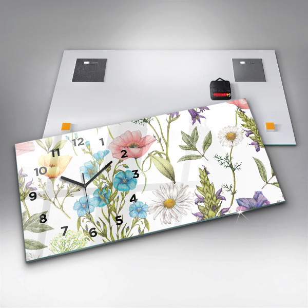 Horloge rectangulaire horizontale Composition florale