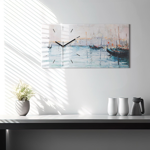 Horloge rectangulaire horizontale 'Peinture à l''huile yacht mer'