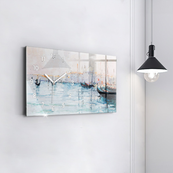 Horloge rectangulaire horizontale 'Peinture à l''huile yacht mer'