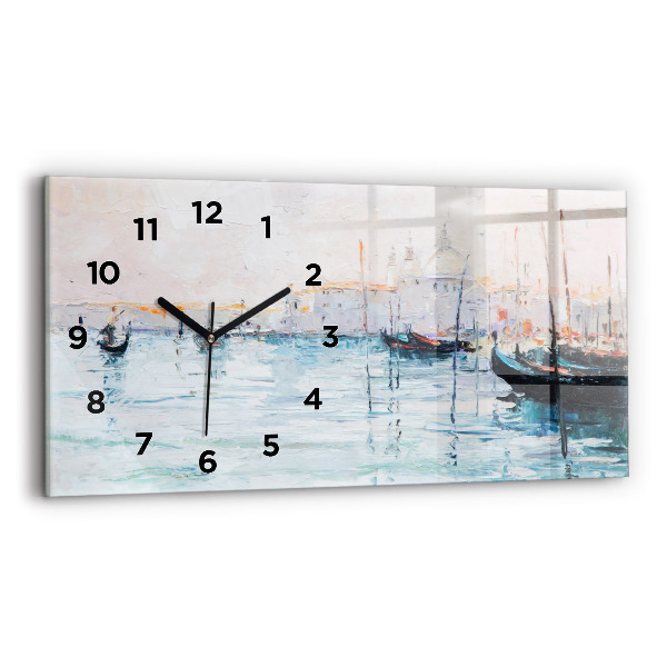 Horloge rectangulaire horizontale 'Peinture à l''huile yacht mer'