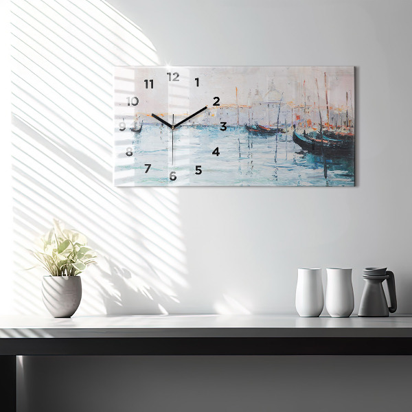 Horloge rectangulaire horizontale 'Peinture à l''huile yacht mer'