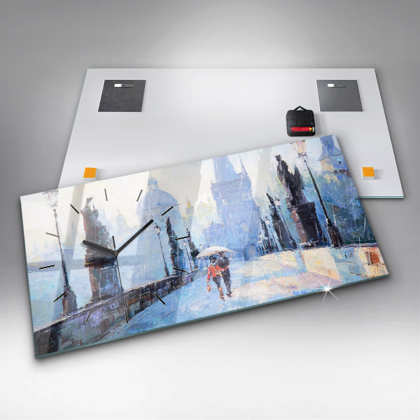 Horloge rectangulaire horizontale 'Art à l''huile'