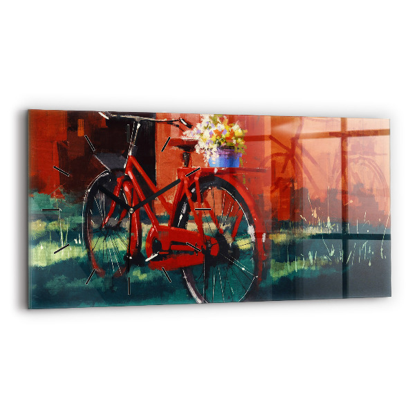Horloge murale horizontale Vélo peint