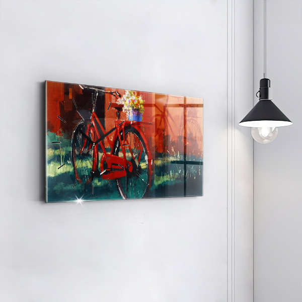 Horloge murale horizontale Vélo peint