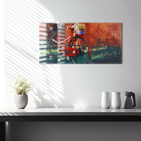 Horloge murale horizontale Vélo peint