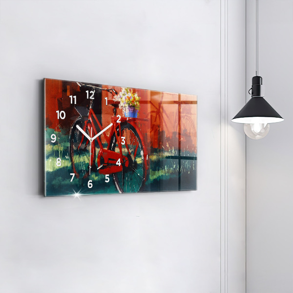 Horloge murale horizontale Vélo peint