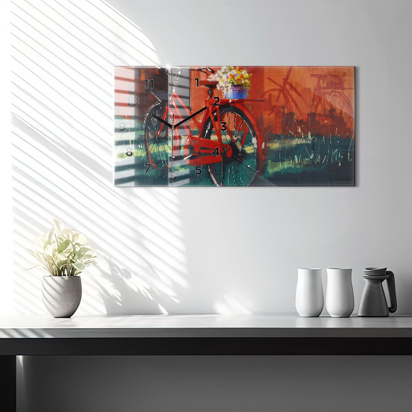 Horloge murale horizontale Vélo peint
