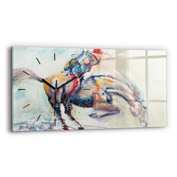 Horloge murale horizontale Illustration de chevaux au galop