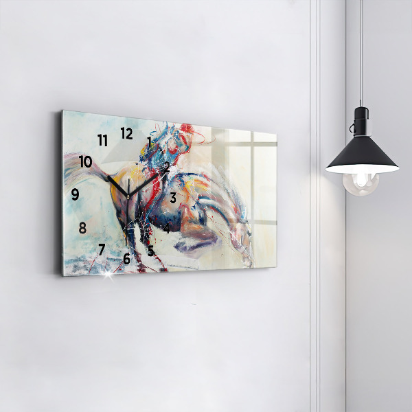Horloge murale horizontale Illustration de chevaux au galop