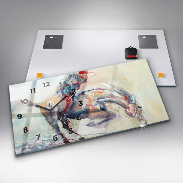 Horloge murale horizontale Illustration de chevaux au galop