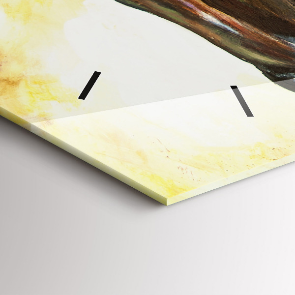 Horloge murale horizontale Deux chevaux peints