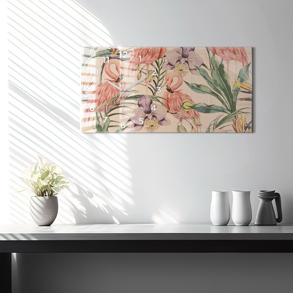 Horloge murale horizontale Feuilles de palmier tropicales