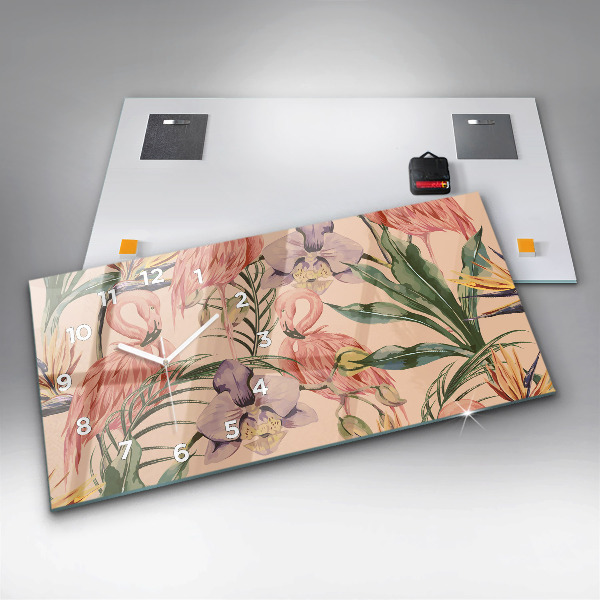 Horloge murale horizontale Feuilles de palmier tropicales