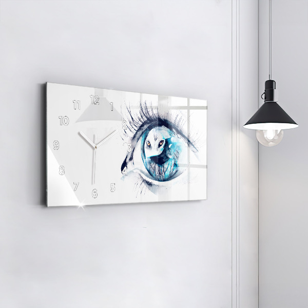 Horloge rectangulaire horizontale 'Illustration de l''œil de loup'