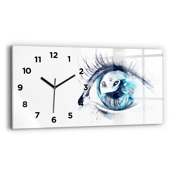 Horloge rectangulaire horizontale 'Illustration de l''œil de loup'