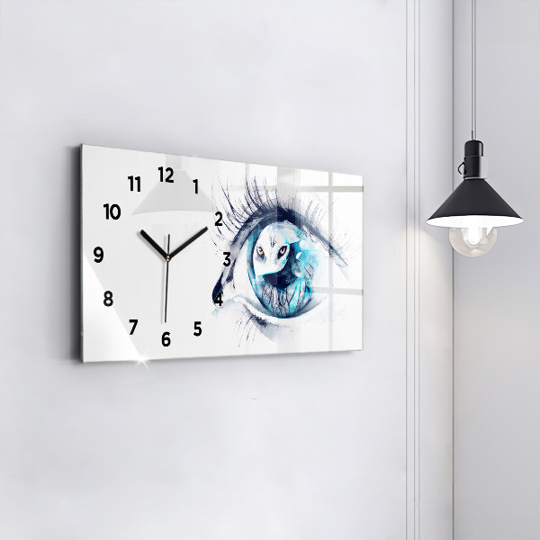 Horloge rectangulaire horizontale 'Illustration de l''œil de loup'