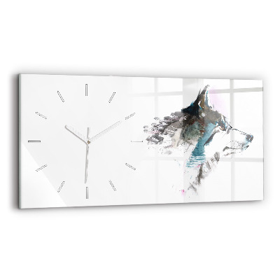 Horloge rectangulaire horizontale Profil de loup peint