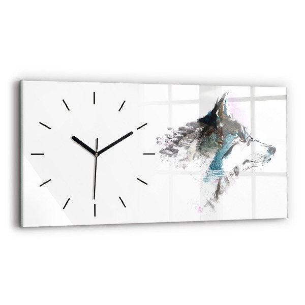 Horloge rectangulaire horizontale Profil de loup peint