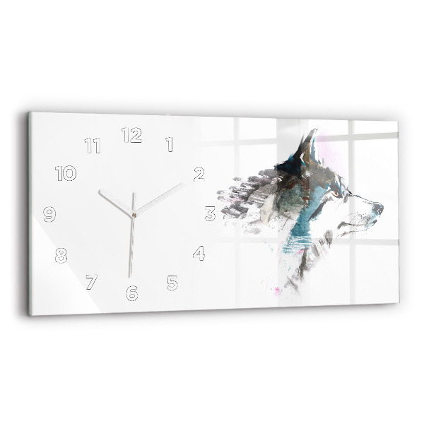 Horloge rectangulaire horizontale Profil de loup peint