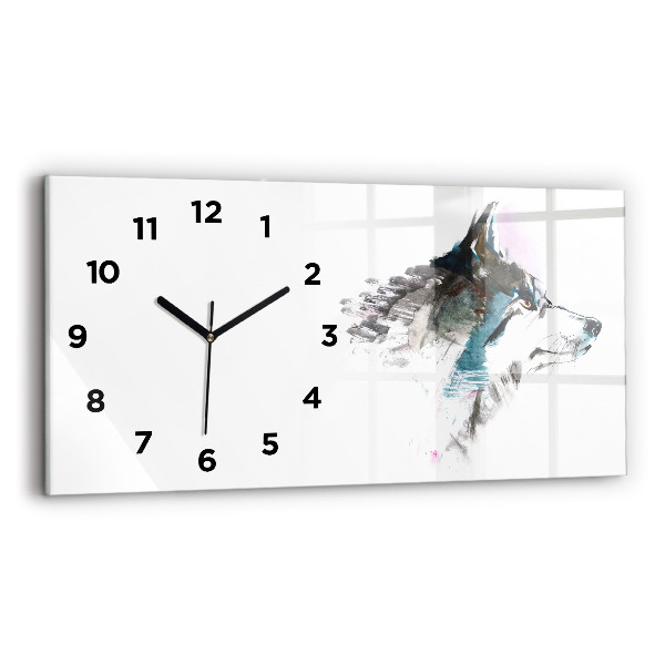 Horloge rectangulaire horizontale Profil de loup peint