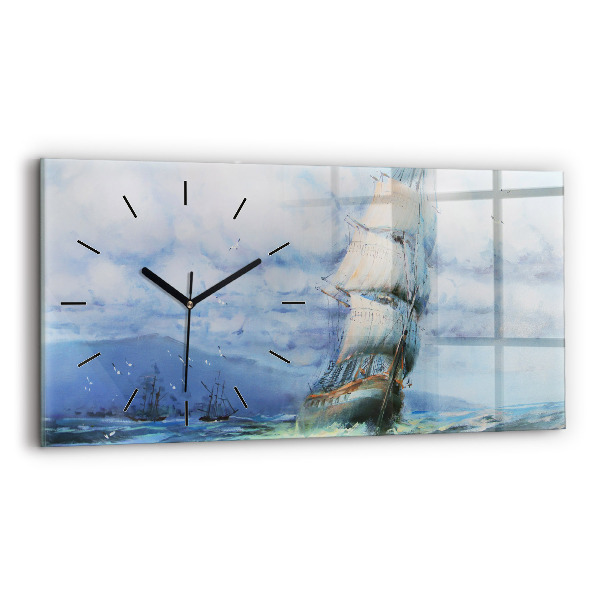 Horloge rectangulaire horizontale 'Un bateau sur l''eau'
