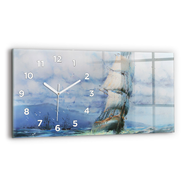 Horloge rectangulaire horizontale 'Un bateau sur l''eau'