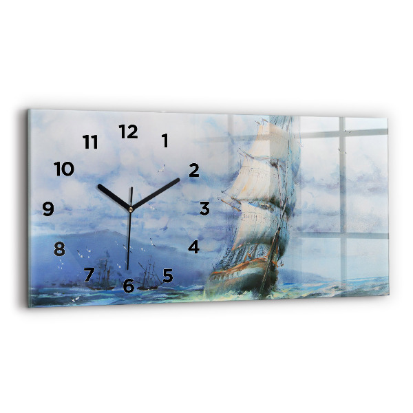 Horloge rectangulaire horizontale 'Un bateau sur l''eau'