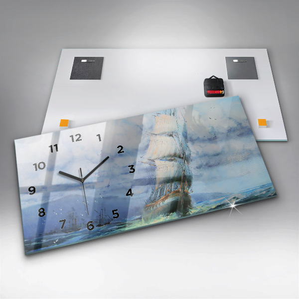 Horloge rectangulaire horizontale 'Un bateau sur l''eau'