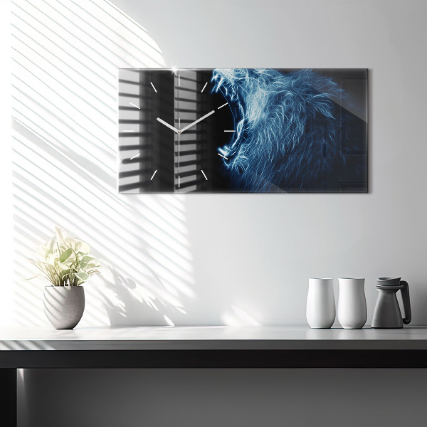 Horloge rectangulaire horizontale Le langage corporel du lion sauvage