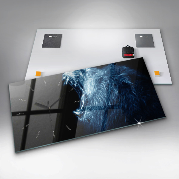 Horloge rectangulaire horizontale Le langage corporel du lion sauvage