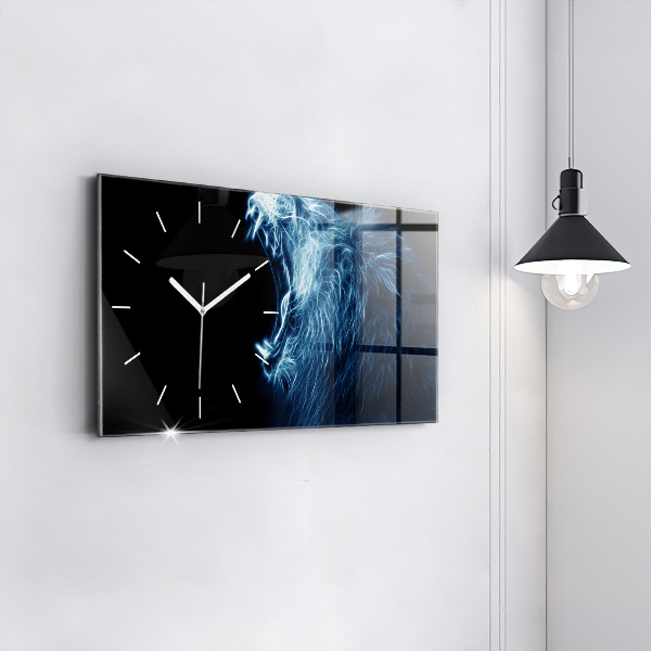 Horloge rectangulaire horizontale Le langage corporel du lion sauvage
